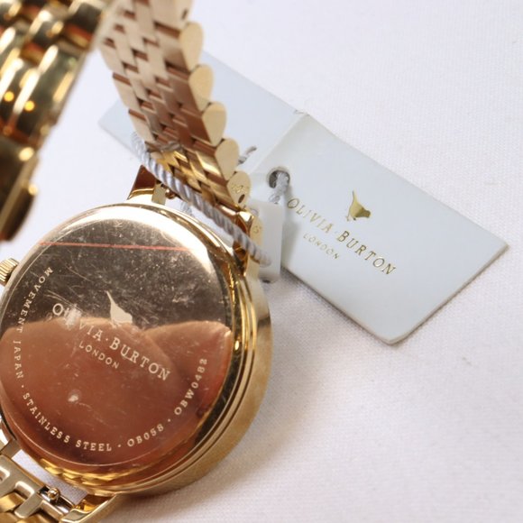 Olivia Burton Gold Tone Stainles Steel Demi Lapis Lazuli Floral Dial Watch $235 - Picture 5 of 6